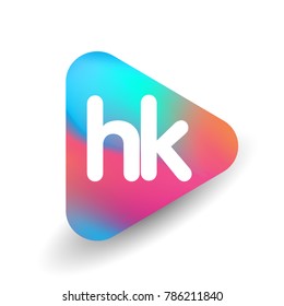 Letter HK logo in triangle shape and colorful background, letter combination logo design for business and company identity.
