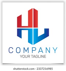 letra HL logotipo hexágono inicial icono premium plantilla elegante vectores eps 10