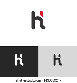 Letter hl linked lowercase logo design template elements. Red letter Isolated on black white grey background. Suitable for business, consulting group company.