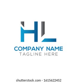 letter HL Logo Design Linked Vector Template With Blue And Grey. Initial HL Vector Illustration