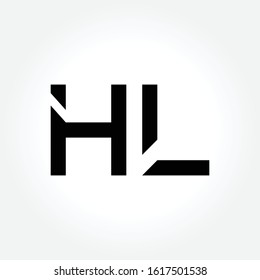 letter HL Logo Design Linked Vector Template With Black. Initial HL Vector Illustration