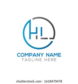 letter HL Logo Design Vector Template With Blue And Black. Initial HL Vector Illustration