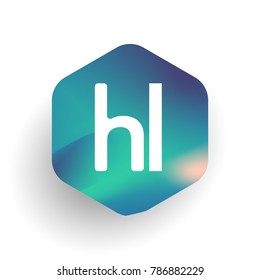 Letter HL logo in hexagon shape and colorful background, letter combination logo design for business and company identity.
