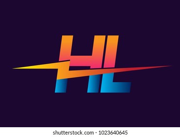 Letter HL logo with Lightning icon, letter combination Power Energy Logo design for Creative Power ideas, web, business and company.