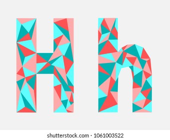 Letter H,low poly alphabet,geometric style.Abstract vector.