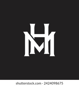 letter hm linked overlap font logo vector 