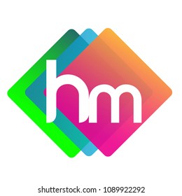 Letter HM logo with colorful geometric shape, letter combination logo design for creative industry, web, business and company.