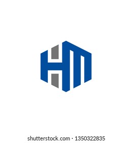 Letter HM  logo design concept negative space style. Abstract sign constructed from check marks. Vector elements template icon