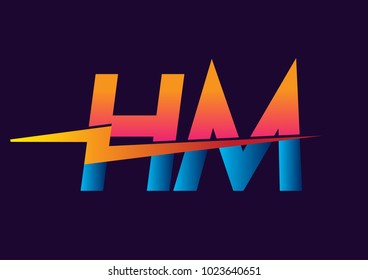 Letter HM logo with Lightning icon, letter combination Power Energy Logo design for Creative Power ideas, web, business and company.