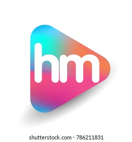 Letter HM logo in triangle shape and colorful background, letter combination logo design for business and company identity.
