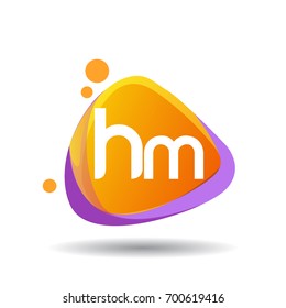 Letter HM logo in triangle splash and colorful background, letter combination logo design for creative industry, web, business and company.