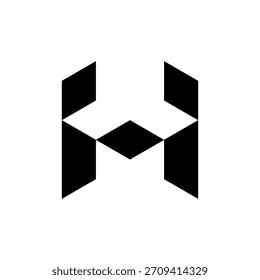 Letra HM o MH negrita logotipo de monograma geométrico