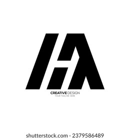 Letra Hm o Mh forma de línea de espacio negativa logotipo de monografía abstracta moderna