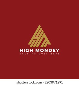 letter hm triangle logo design vector illustration template