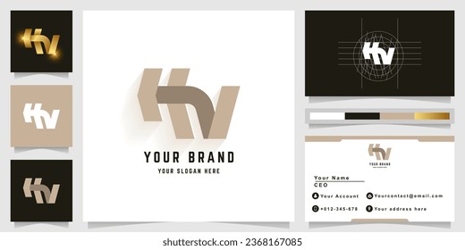 Letter HN or HV monogram logo with business card design