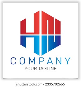 letter HN initial hexagon logo icon premium elegant template vector eps 10