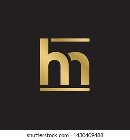 Letter hn linked lowercase logo design template elements. Gold letter Isolated on black  background. Suitable for business, consulting group company.