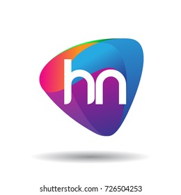 Letter HN logo with colorful splash background, letter combination logo design for creative industry, web, business and company