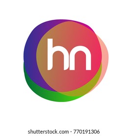 Letter HN logo with colorful splash background, letter combination logo design for creative industry, web, business and company.
