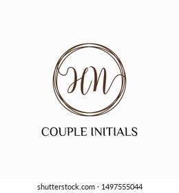 Letter HN logo template. Creative fashion logo design, couple letter , beauty icon. Initial handwriting or handwritten logo for identity. Logo with hand drawn style. wedding concept -vector