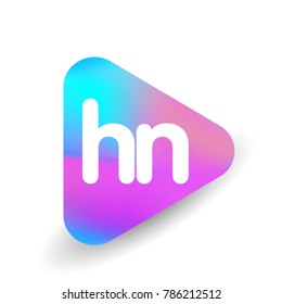 Letter HN logo in triangle shape and colorful background, letter combination logo design for business and company identity.
