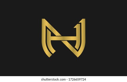 Letter HN, NH monogram logo and shield sign combination. Line art logo design. Symbolizes reliability, safety, power, security.