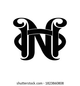 letter HN, NH monogram vector logo template