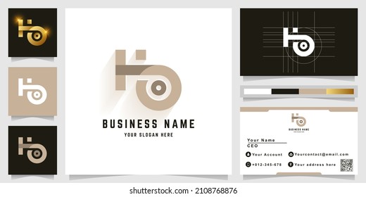 Logotipo de monograma de HO o Hbo con diseño de tarjeta de visita