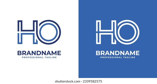 Letter HO Line Monogram Logo, suitable for business with HO or OH initials.