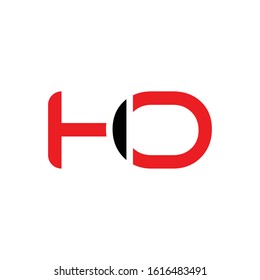 letter HO Logo Design Linked Vector Template With Red And Black. Initial HO Vector Illustration