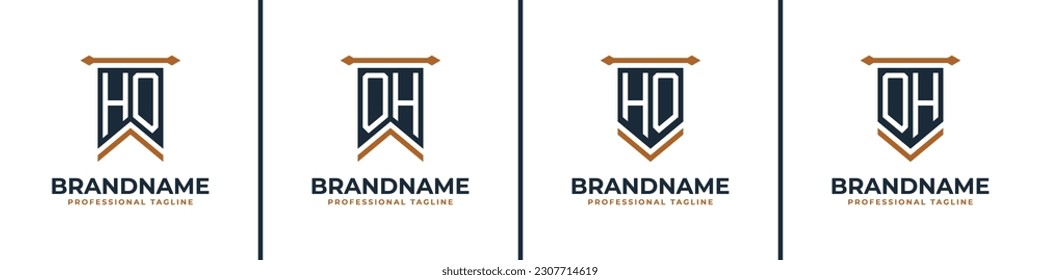 Letter HO and OH Pennant Flag Logo Set, Represent Victory. Suitable for any business with HO or OH initials.