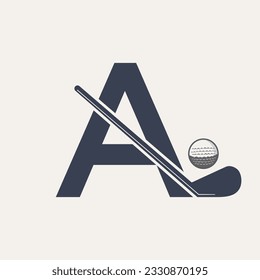 Letter A Hockey Tournament Logo. Ice Hockey Badge Logo Template