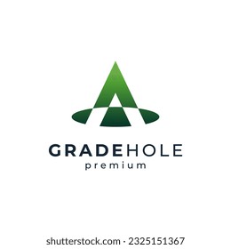 letter A with hole for golf logo design
