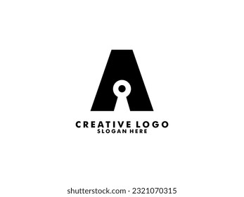 A Letter With Hole Key logo vector template