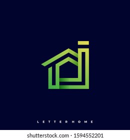 Letter Home Illustration Vector Template. Suitable for Creative Industry, Multimedia, entertainment, Educations, Shop, and any related business