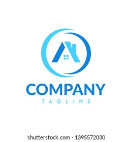 letter A with home inside concept for logo company, real estate, architecture or etc