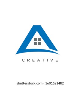 letter a home logo initial design
