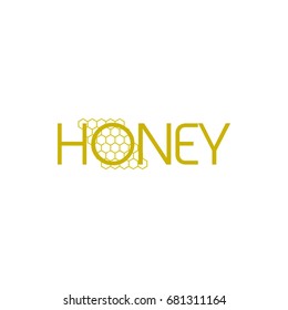 letter honey with honey comb logo