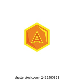 Letter A honey, hexagon, nature geometric symbol simple logo vector