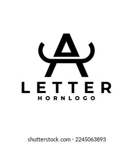 letter A with horn logo. letter with bull horn logo vector template.