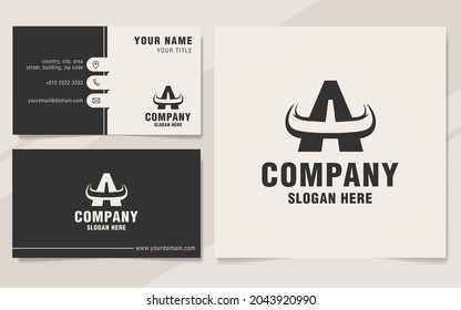 Letter A with horn logo template on monogram style