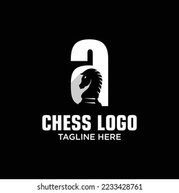 Letter A Horse Chess Logo Design Template Inspiration, Vector Illustration.