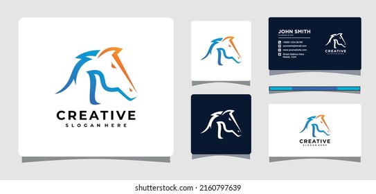 Letter I Horse Logo Template With Business Card Design Inspiration