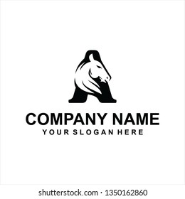 letter A horse logo vector