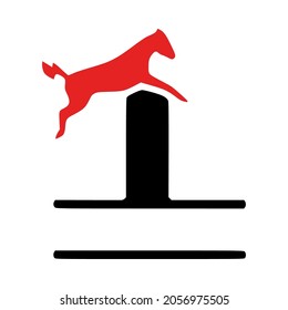 Letter i and horse personalized monogram, initial clip art isolated on white background