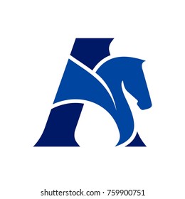 letter A with horse symbol. vector logo.