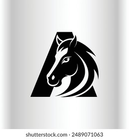 letter A Horse's head logo and icon vector illustration template design.