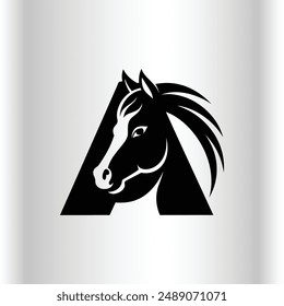 letter A Horse's head logo and icon vector illustration template design.