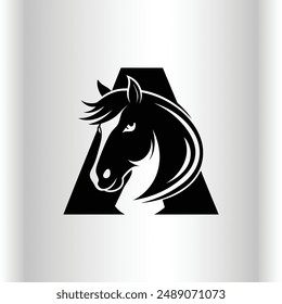 letter A Horse's head logo and icon vector illustration template design.