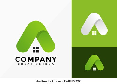 Diseño de vectores con logotipo de negocios de la Casa A. Emblema abstracto, concepto de diseños, logotipos, elemento de logotipo para plantilla.